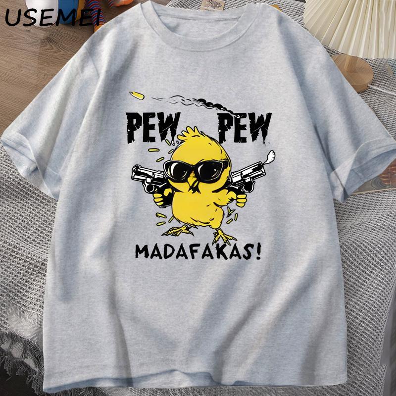 Pew Pew Madafakas Funny Graphic T Shirts Crazy Cat Printed T-shirt Casual Short Sleeve Adult Humor Tee Shirt