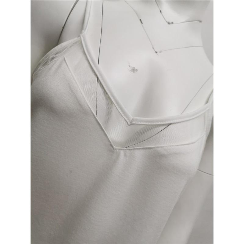 Однотонные бретельки-спагетти сетка V-образный вырез сращивание кофточка маленькая майка женская