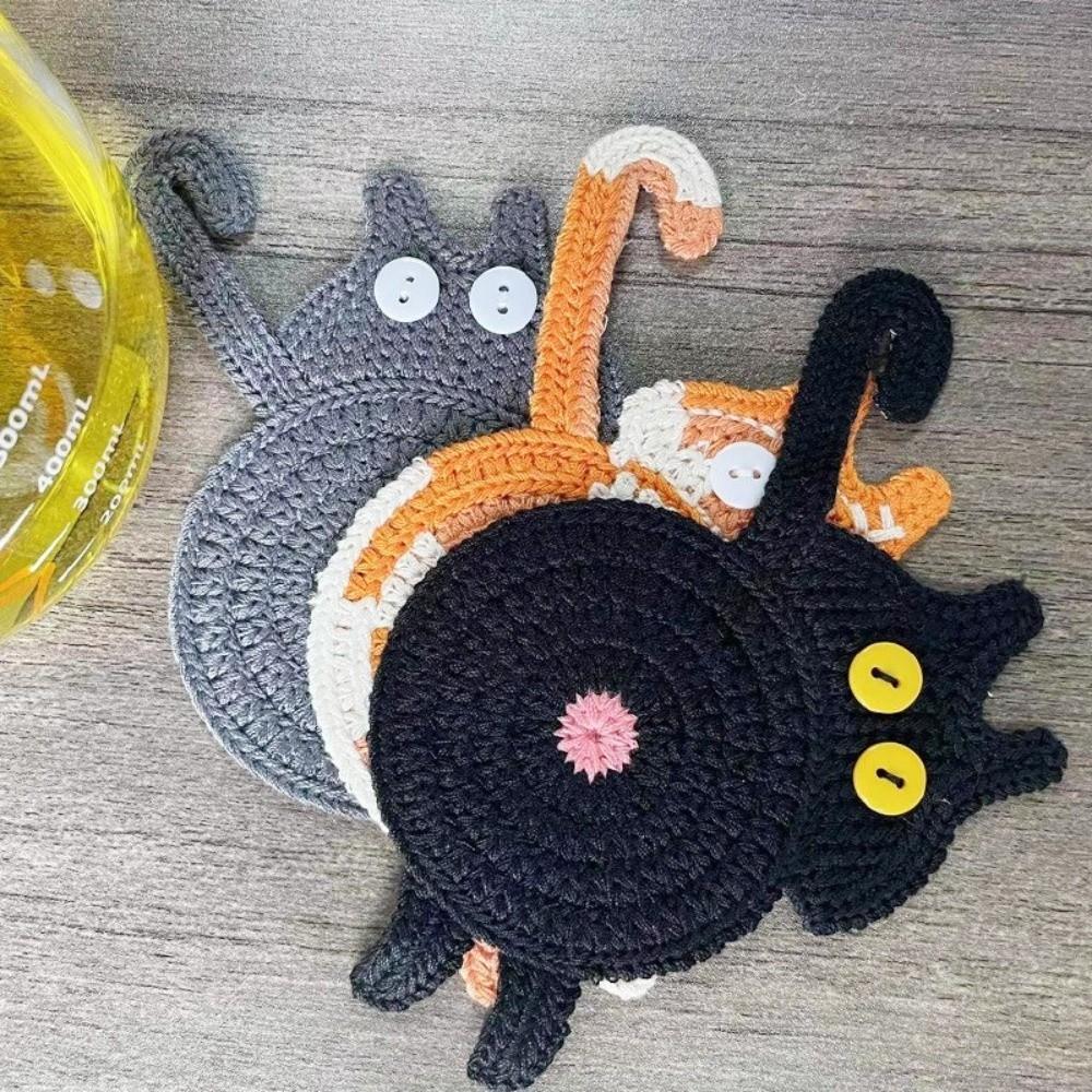 Heat Insulation Crochet Coaster Non-slip Knitted Cup Mat Table Decor Drink Pad Home Supplies