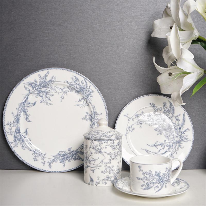 8 inch / 10inch Lily of The Valley Plates Dinner Steak Cake Dish Dessert Plates Coffee Cup and Saucer Tableware Set