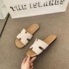 Французские ретро шлепанцы Birkenstock носить лето новые красивые темпераментные плоская подошва прохладные шлепанцы