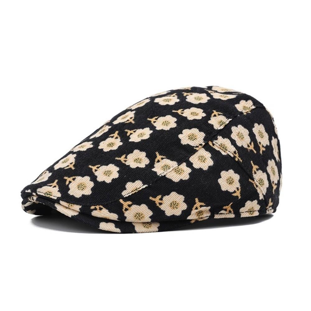 Retro Floral Artist Painter Hat Adjustable Ivy Flat Cap Vintage Peaked cap  Men Women
