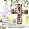 Christian Flowers Easter Decor Wooden Jesus He Is Risen Door Sign Easter Religious Cross Sign Easter Wooden Hanging Decorations