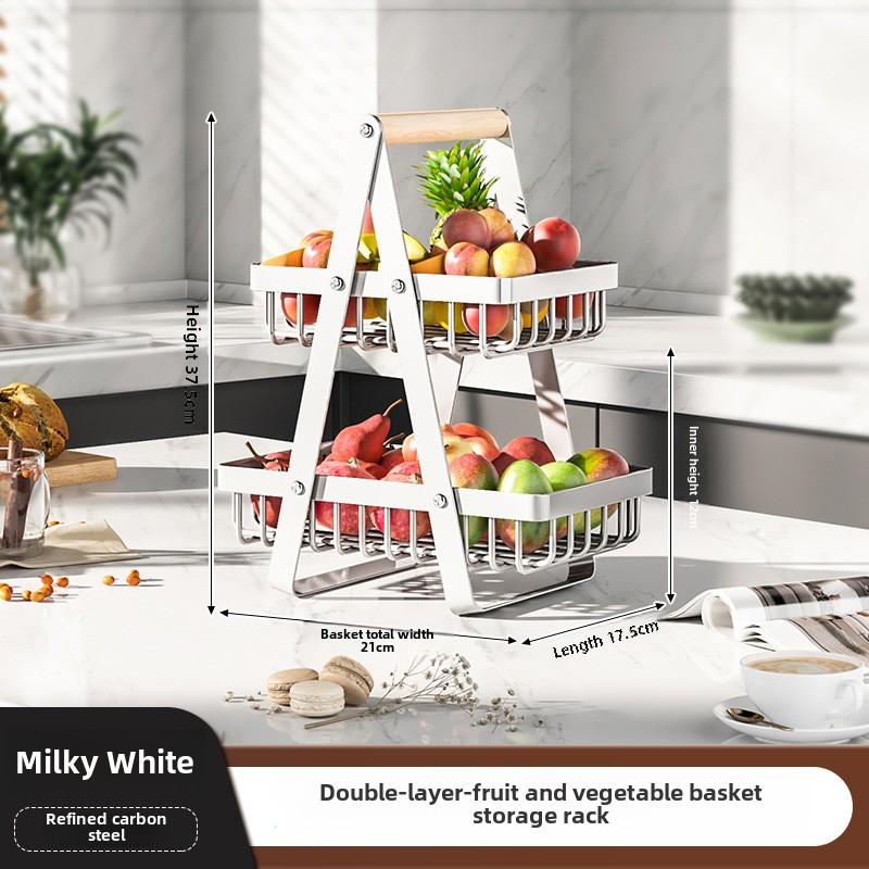 Modern Nordic Multi-Layer Detachable Fruit Vegetable Basket Storage Rack Kitchen Counter Organizer with Handle
