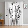 Floral Abstract Black And White Tulle Curtains For Living Room Sheer Curtain Bedroom Veil Organza Decorative Window Treatments
