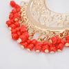 1 Pair Women Hook Vintage Hollow Ethnic Style Exaggerated Earrings Out Beads Waterdrop Shape