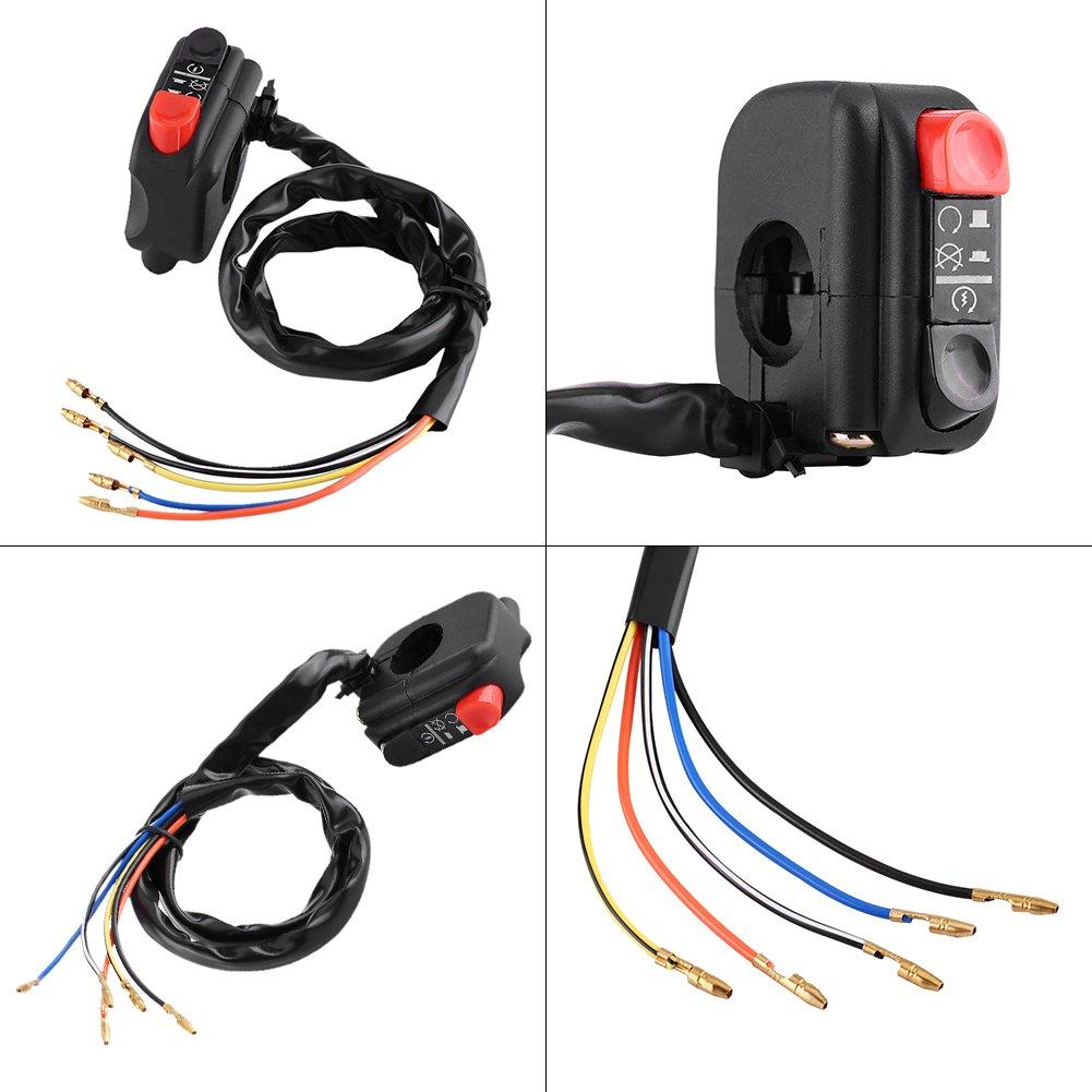 Keenso Handlebar Control Switch, Handlebar Mount Switch, Bike Electrical Switch, 22mm 7/8 Waterproof with Ignition Control, ON/OFF Control Switch