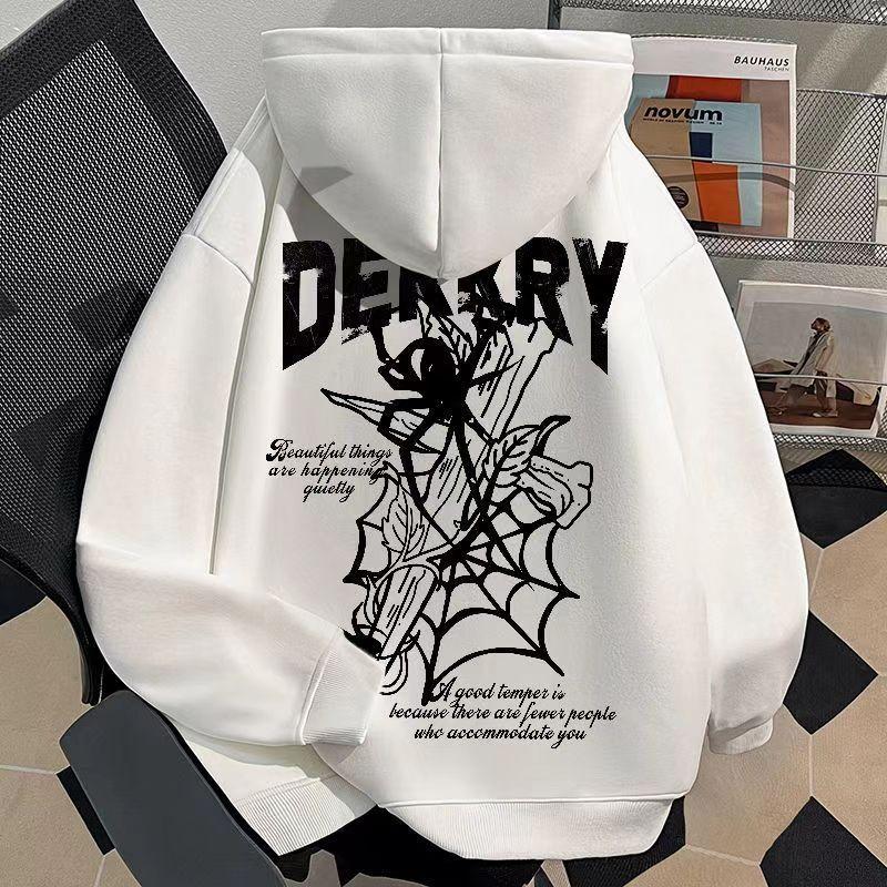 Мужская толстовка с капюшоном и принтом паука Y2k Осень-зима Ретро-толстовка Harajuku с длинными рукавами Свободная одежда