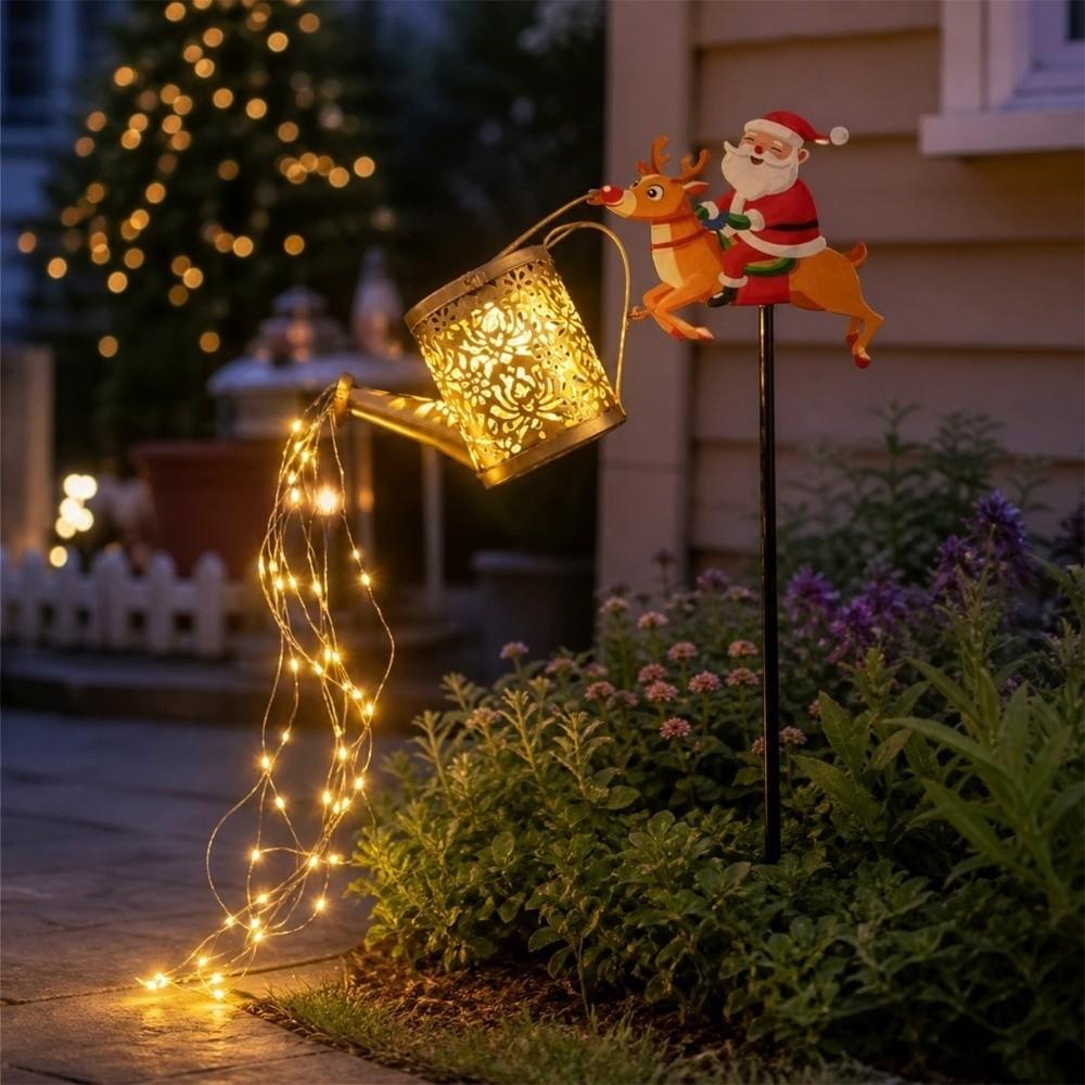 Solar Powered Santa Claus Watering Can Light Waterproof Lawn Landscape Festive Lights Garden Lawn