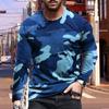 New 3D Mixing Colors Print Mens Tshirts Long Sleeve Tees Round Neck Casual Pullover Mens Clothing Plus Size
