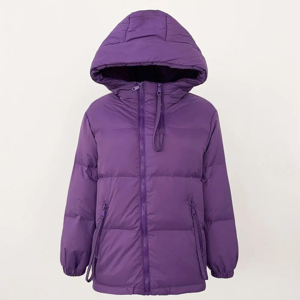 OFTBUY Winter Women Commuting Thickened Down Jacket Warm Hooded Filled with 90% White Duck Down Loose Casual Down Jacket