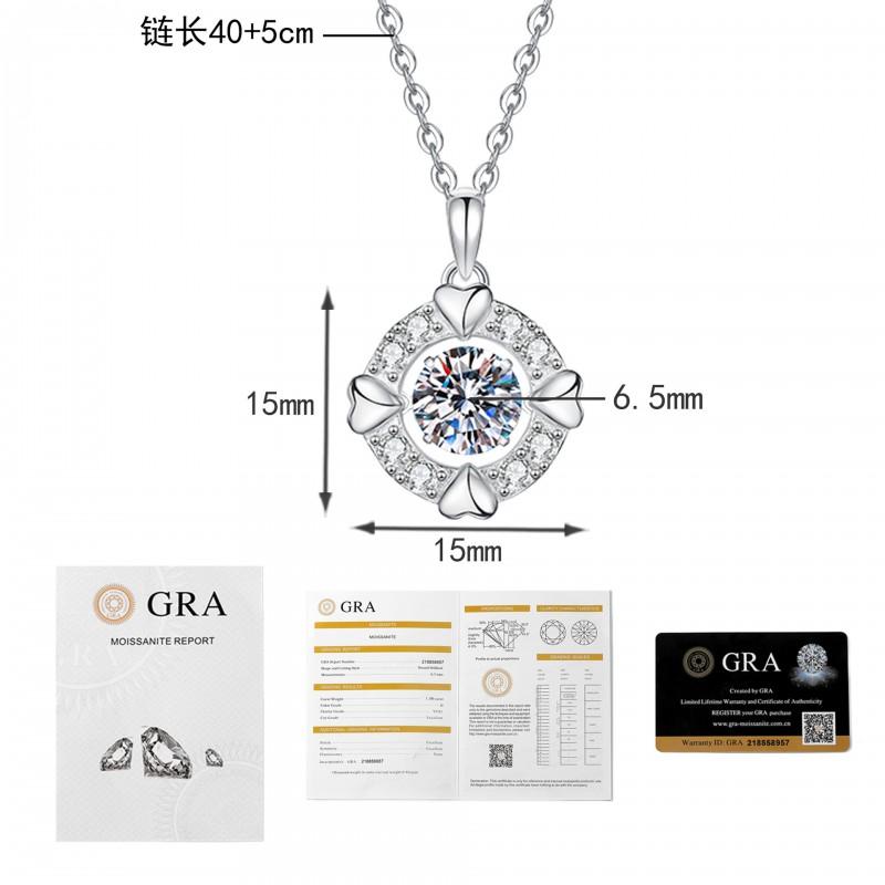 Moissanite Heart Pendant Necklace Chain Valentines Gift Women