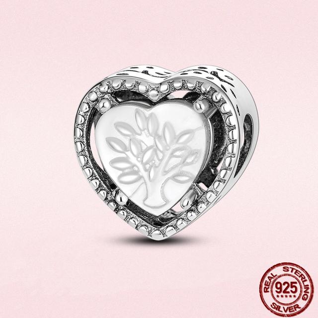 Круглые бусины в виде сердца из стерлингового серебра 925 пробы с изображением животных подходят для оригинального модного браслета-подвески DIY, модное серебро 925 пробы для изготовления ювелирных изделий