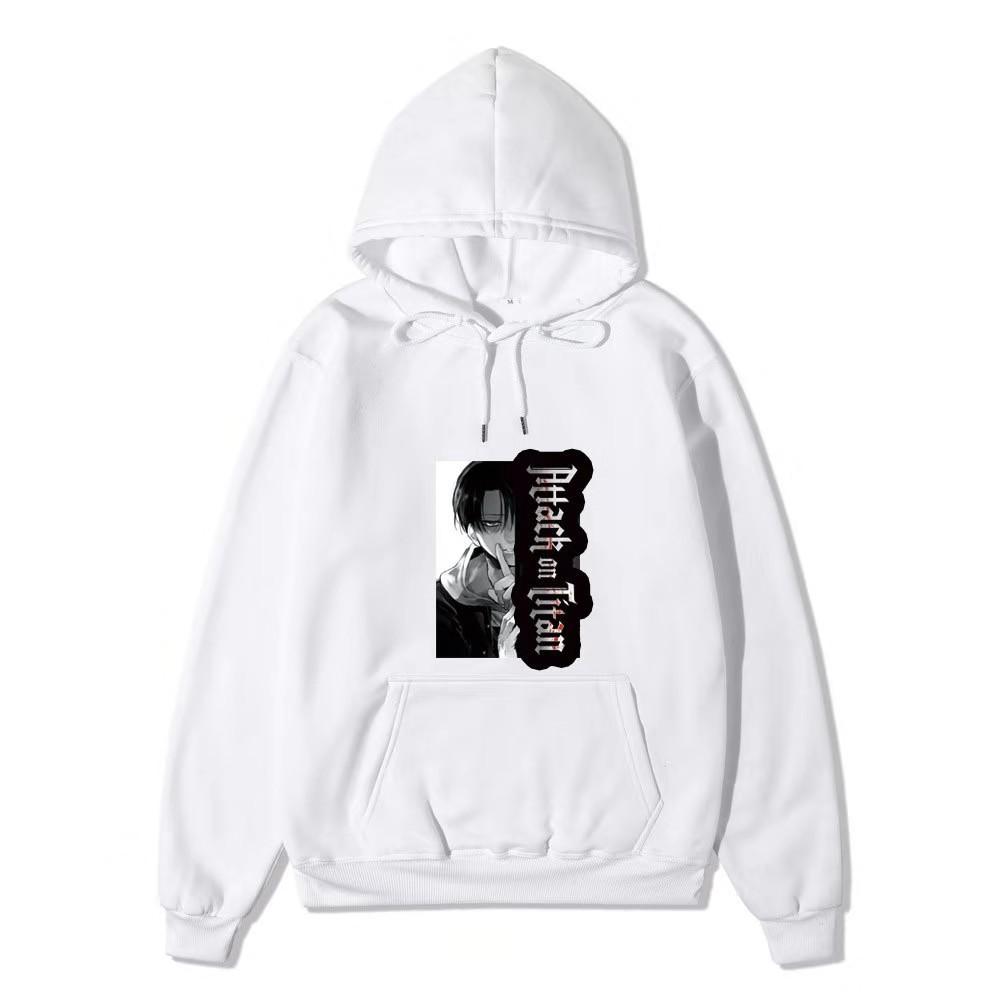 Attack on Titan Levi Ackerman Manga Hoodie Unisex Fleece Sweatshirt Gothic Vertical Logo Front Print No Sleeve Autumn Winter Pullover