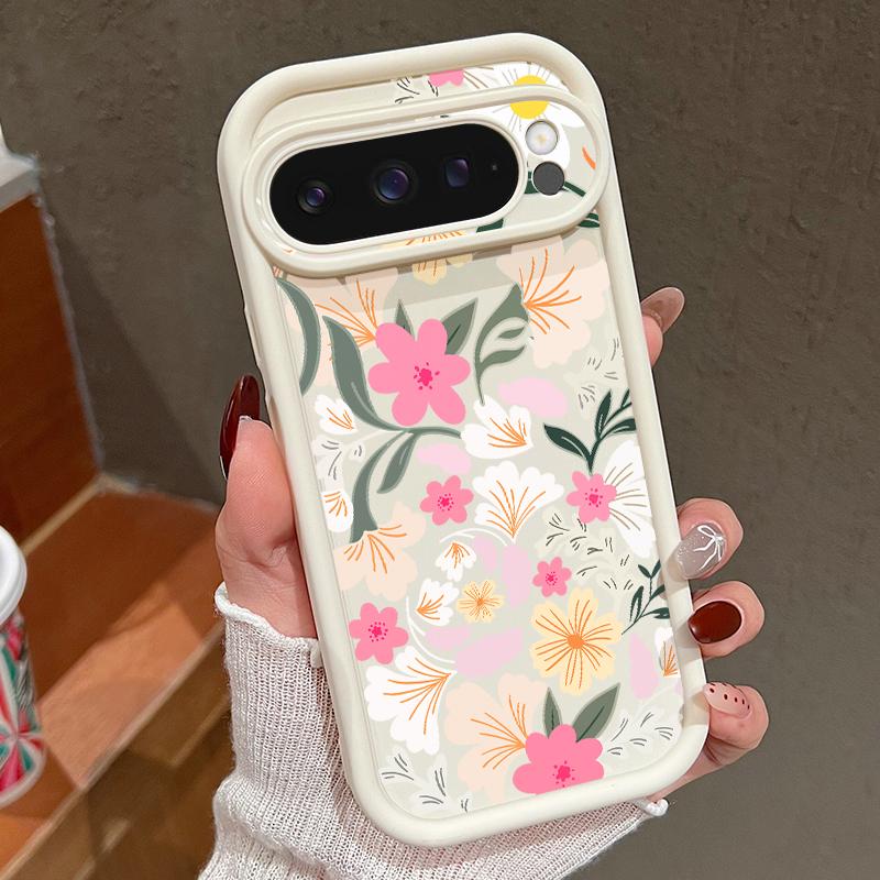 Мягкий силиконовый чехол с цветочным узором для Google Pixel 9 8 Pro Xl 8a, противоударный матовый защитный чехол для линз, устойчивый к падению, однотонный чехол