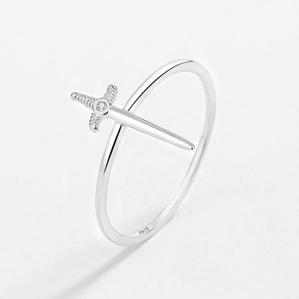 Креативные 18-каратные золотые, серебряные парные кольца с крестом и мечом для женщин, круглые полные бриллианты, оригинальные стерлинговые серебряные ювелирные изделия в подарок на свадьбу