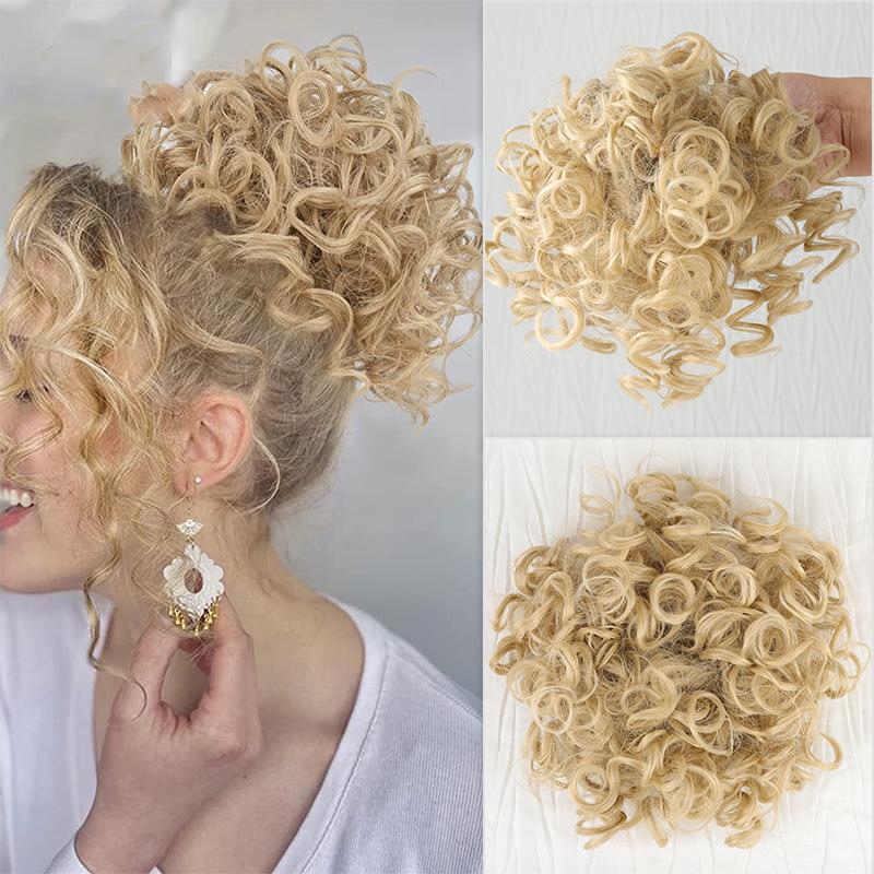 Синтетический беспорядочный вьющийся пучок для волос, эластичный шнурок, наращивание хвоста, пучок для волос, серый, черный, светлый, искусственный пучок для волос