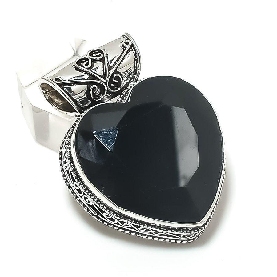 Подвеска из серебра 925 пробы с черным драгоценным камнем шпинель 1,77 дюйма O5s51