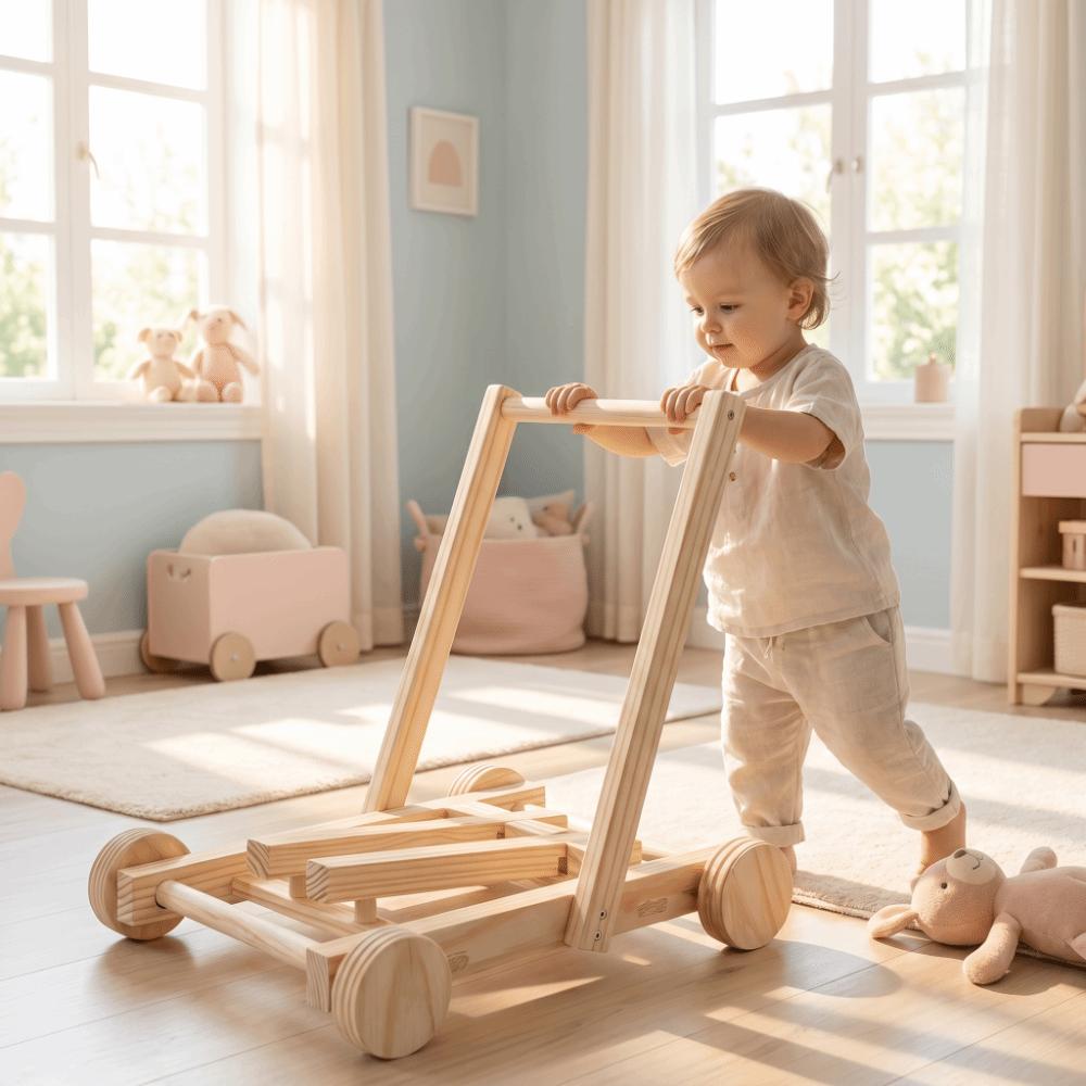 Wheeled Push-Pull Toddler Walking Aid Adjustable Speed Height Hand Push Aid Indoor Play