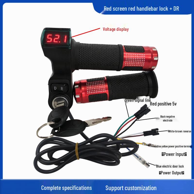 Red Screen Lock + Reverse Voltage Display Electric Vehicle Throttle Twist Grip