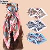 90cm Large Square Scarf For Spring And Summer Fashion, Versatile And Stylish, Printed Silk Scarf For Women'S Decoration, Paired With Shawl Scarf