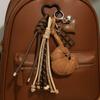 Diy Braided Rope Leather Croissant keychain Pu Leather Bread Keychain  Jewelry Accessories