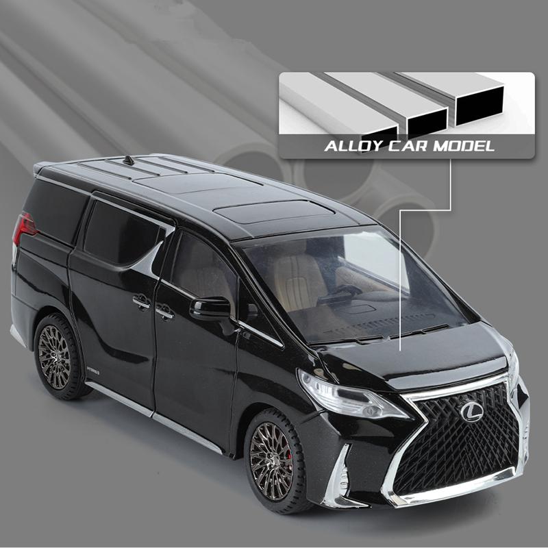 YMT1 1:24 Lexus LM300 MPV Alloy Car Model Diecast Metal Vehicles Car Model High Simulation Sound and Light Children Toy Gift With Key