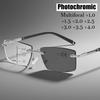 Rimless Pochromic Reading Glasses for Men Women Multifocal Far Sighted Eyewear Retro Anti-blue Light Presbyopia GLasses