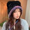Female Autumn and Winter Lace-up Cute Bear Plush Hat Outdoor Windproof Warm Ear Protection Hat Sweet Face Small Knitted Hat