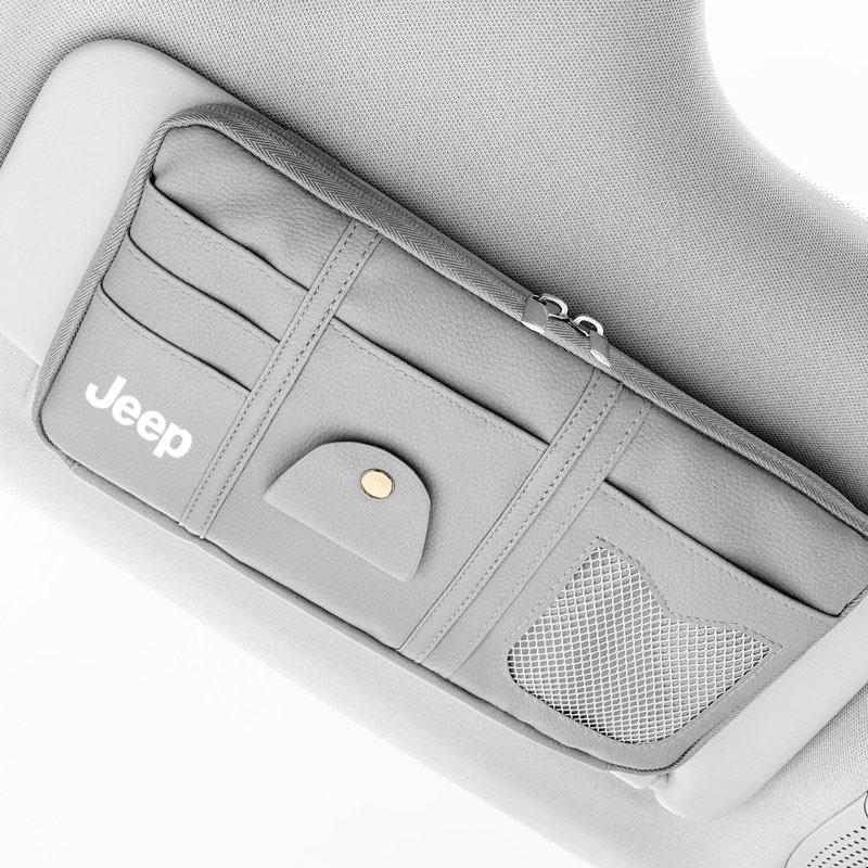 Car Sunshade Storage Bag Car Glasses Clip Card Bag For Jeep Grand Cherokee Wrangler JK Gladiator Compass Renegade Patriot