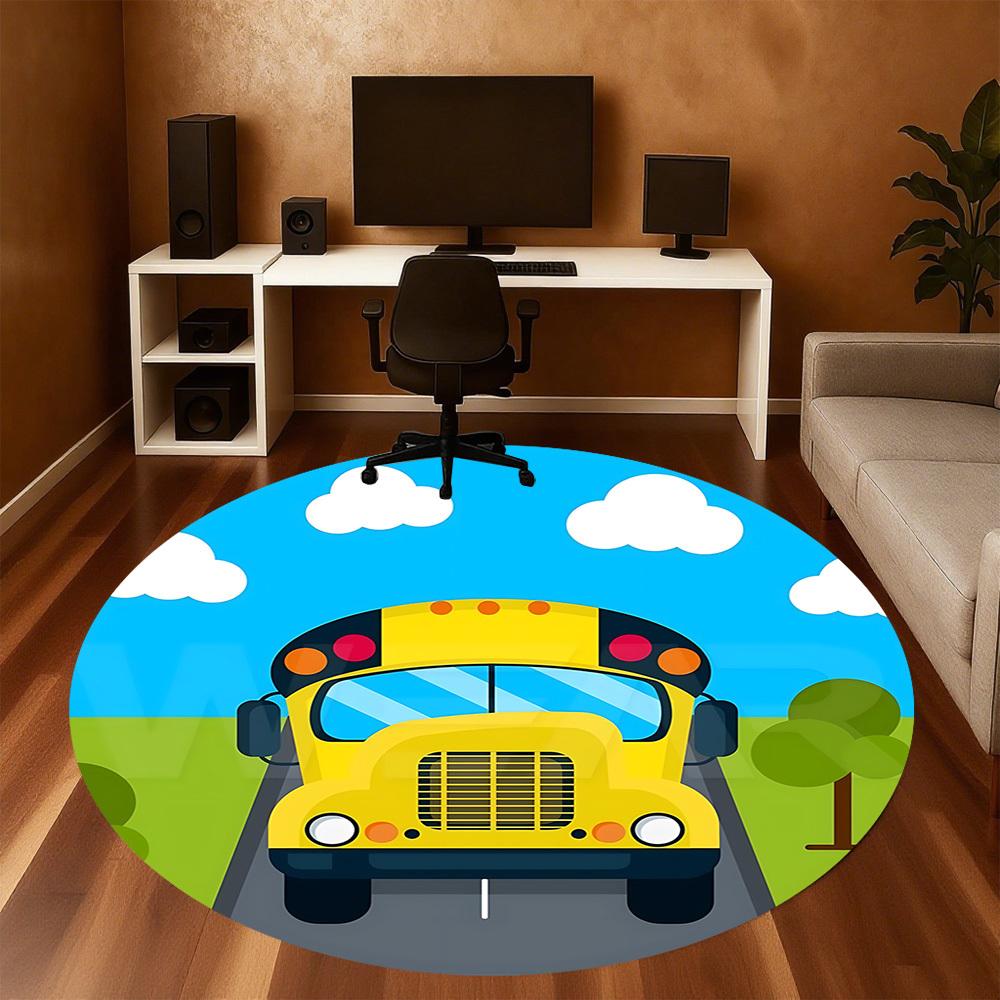 1pc bus road Round Chair mat Area Rug - Non-Slip, Floor Mat for Office, Bedroom, and Indoor Decor c1125187