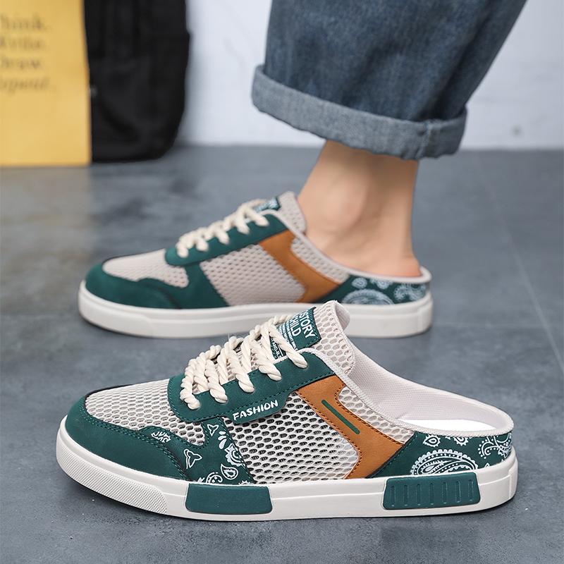 Мужская спортивная обувь Летние мюли с открытой спиной Повседневные сандалии Сабо Кроссовки в уличном стиле Студенческие тапочки Большие размеры