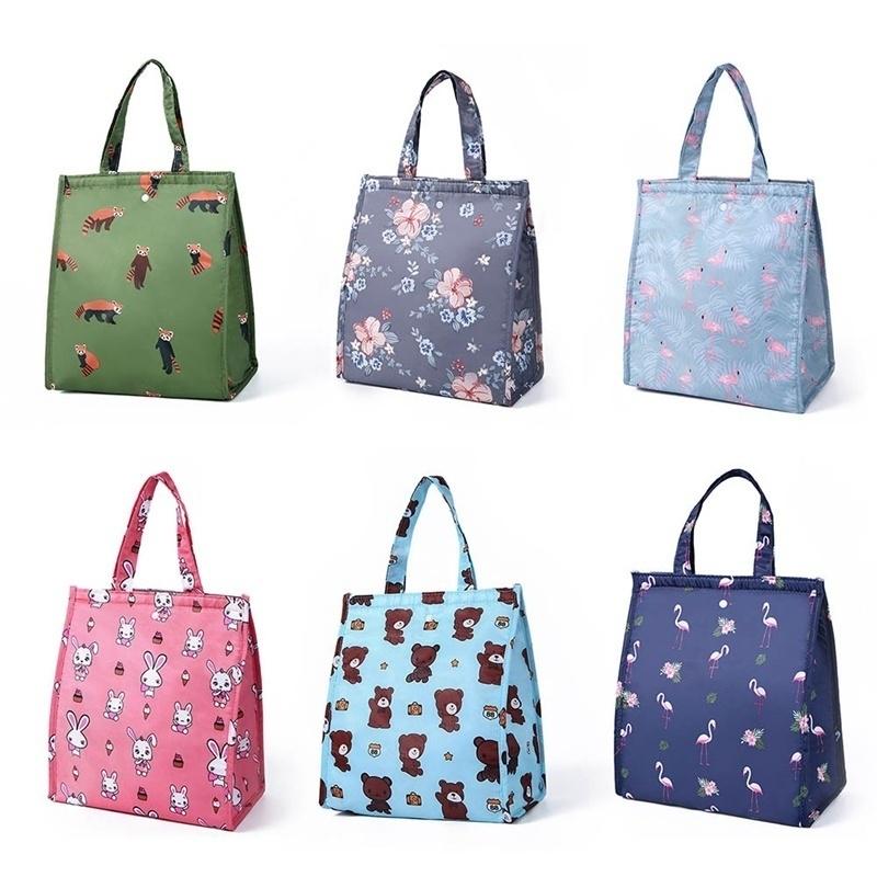 1pc Cute Women Portable Insulated Food Storage Box Ladies Lunch Bag Box Bento Tote Picnic Lunch Bag