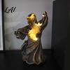 Atmospheric Desktop Decor Resin Gothic Halloween Statue Spooky Tabletop Ghost Decoration with Light Study Room Table Lamp Mysterious Faceless