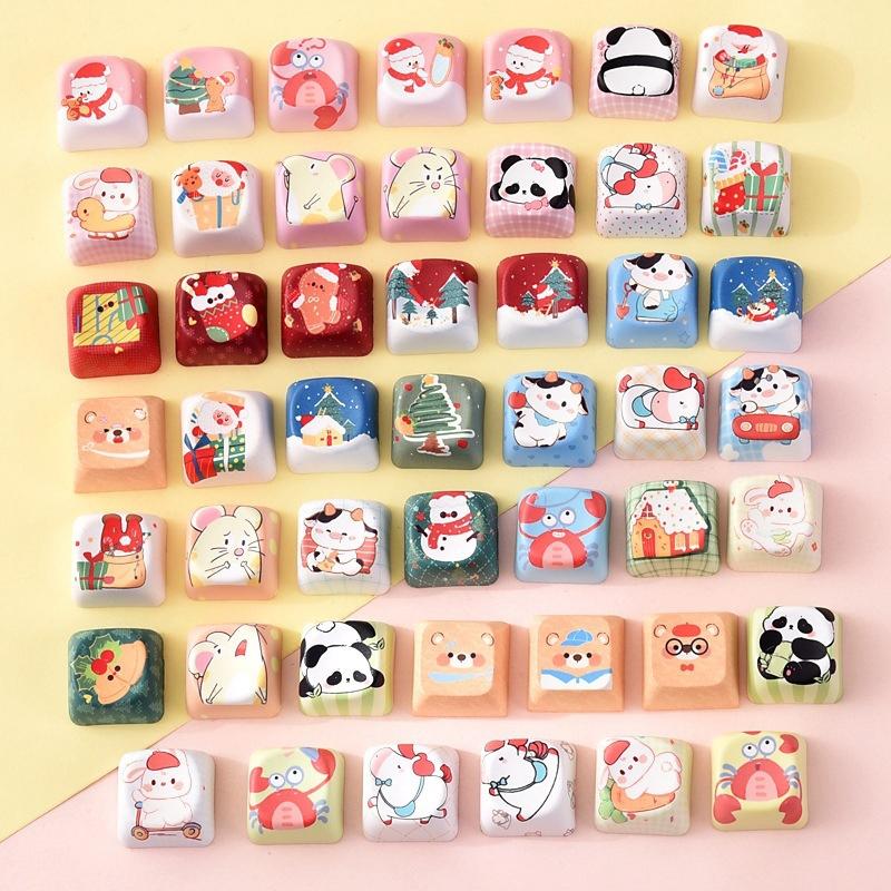 Мультяшные котята и собаки Keycaps Клавиши для клавиатуры, снимающие стресс, Животные Клавиши клавиатуры DIY Кликер Брелок Аксессуары Хэллоуин Рождественские подарки