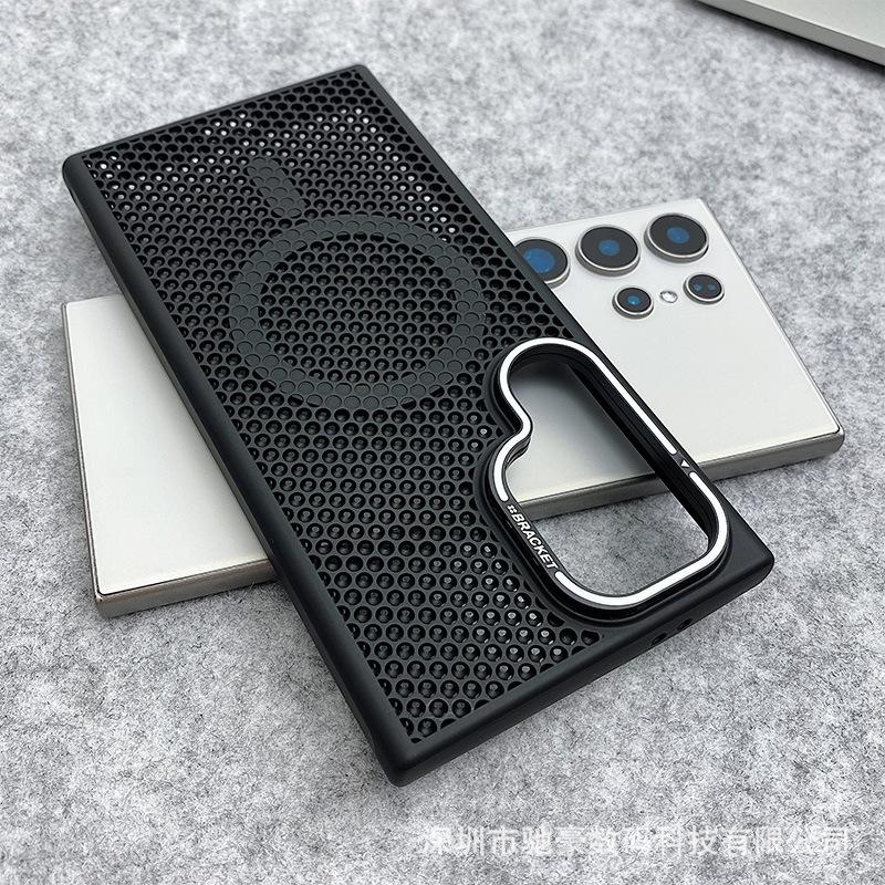 Применимо к Samsung S25Ultra сотовая теплоотводящая магнитная чехол-подставка для мобильного телефона S24 креативный держатель для камеры S23 противоударный ПК-чехол
