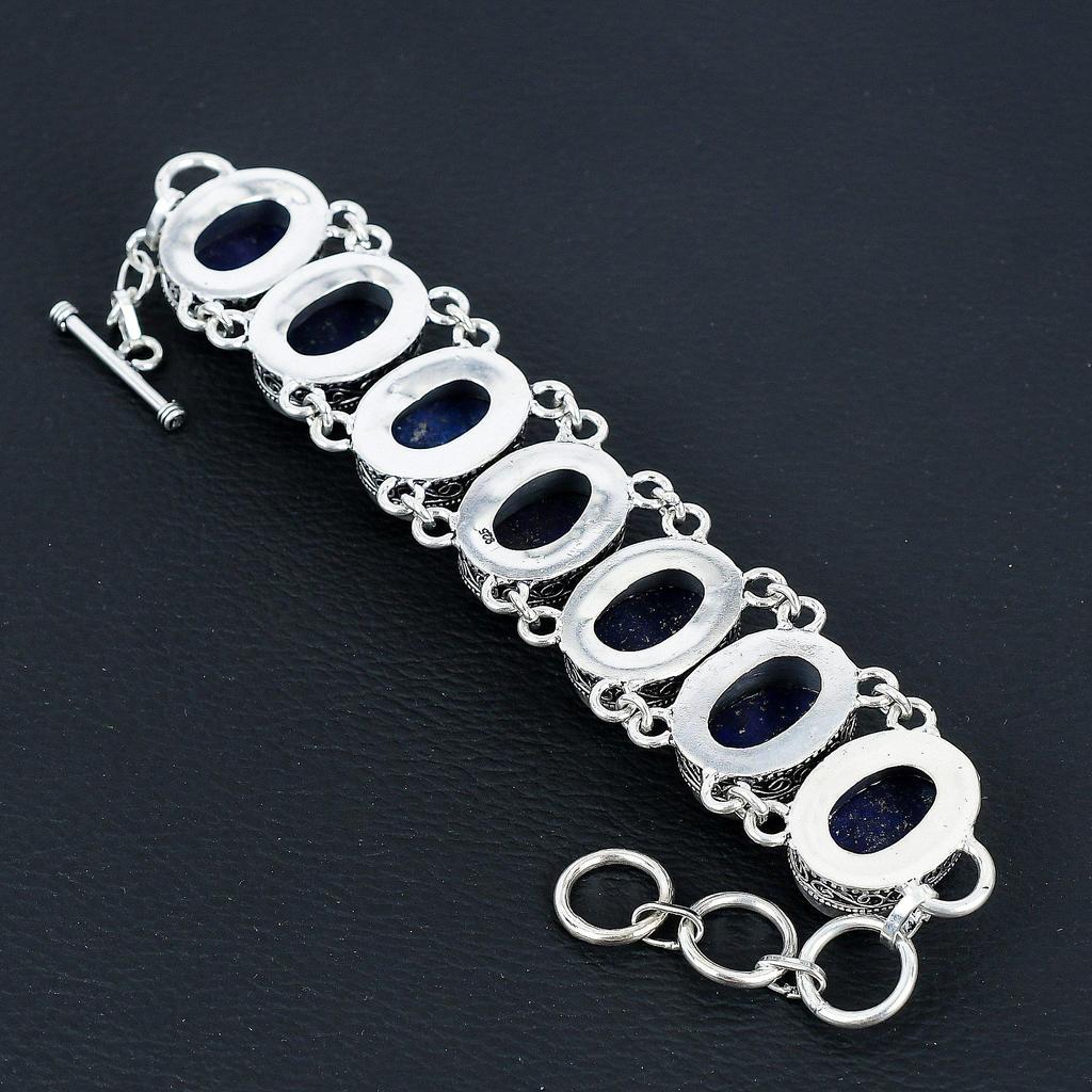 Blue Sapphire Gemstone Handmade 925 Sterling Silver Jewelry Neclace Bracelet Set, Antique Jewelry Set, Wedding Gifts Bracelet For Easter Gift