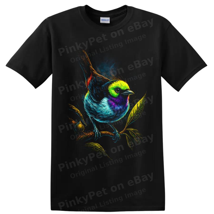 Футболка с painted bunting (расписной овсянкой) Яркое тропическое птичье искусство Графическая футболка для любителя природы Подарок