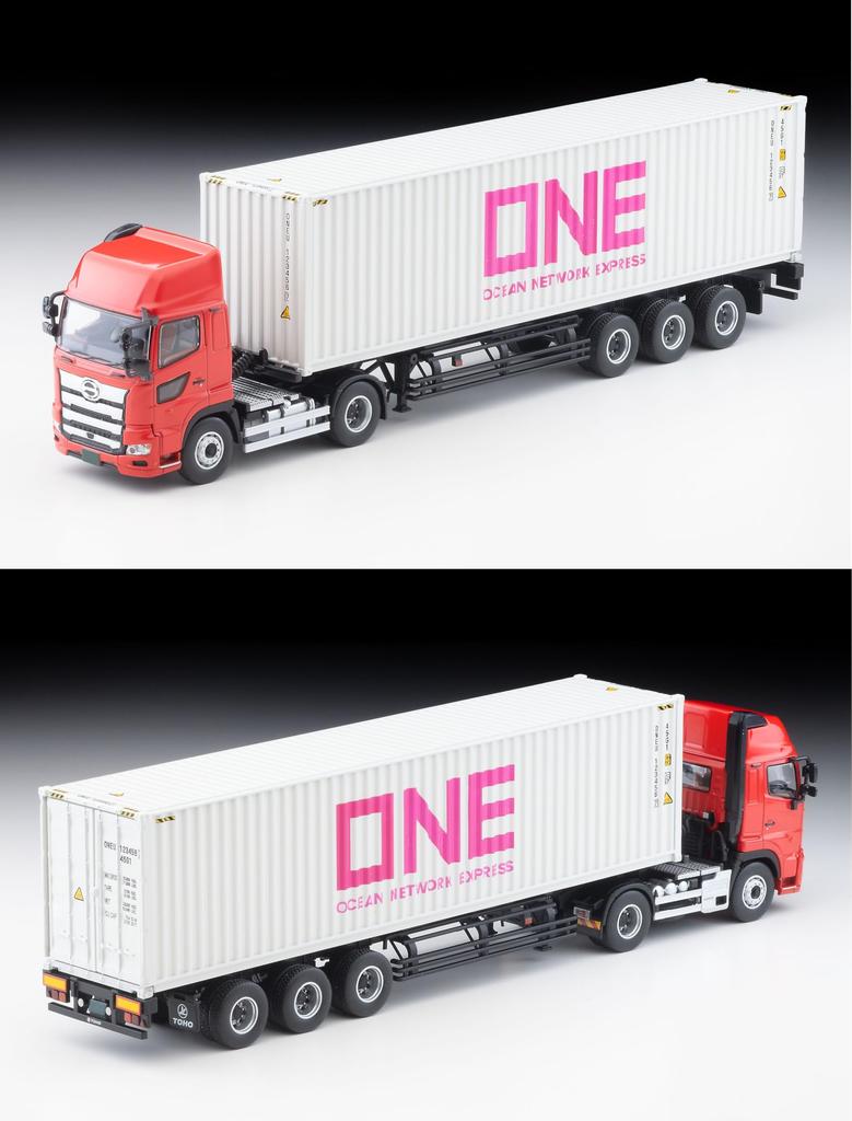 TOMYTEC Tomica Limited Vintage Neo Hino Profia 40-футовый трейлер-контейнеровоз Sharyo Ocean Network Express Серый контейнер Готовая модель 335252 1/64