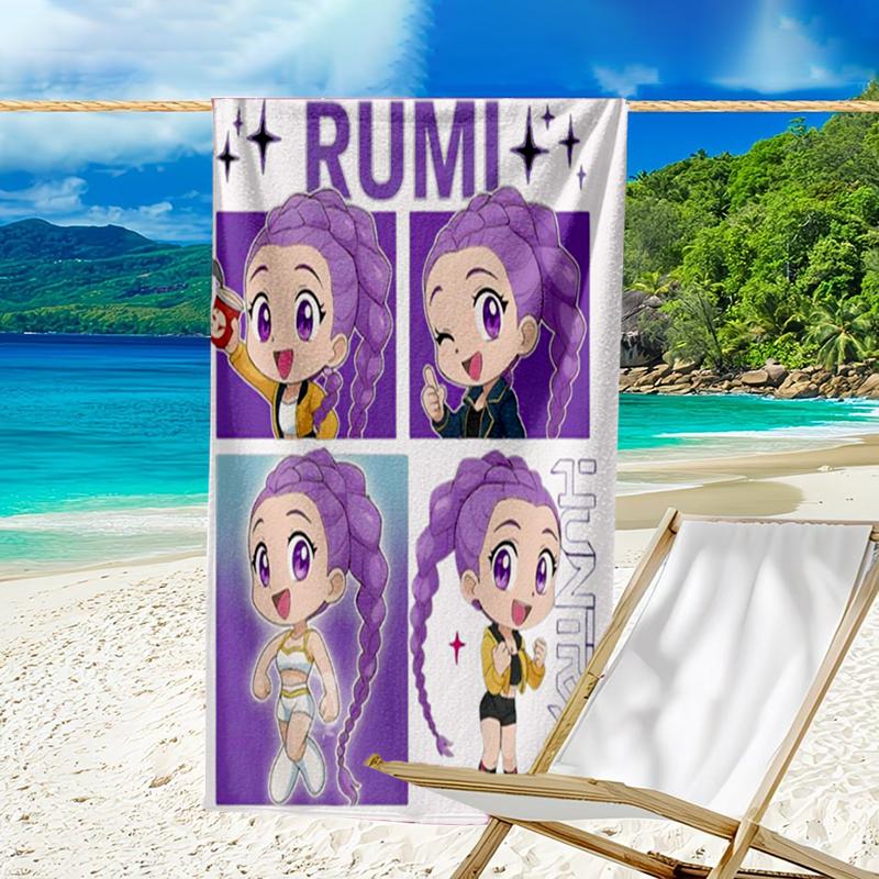 Ultra-Soft Beach Towel with KPop Demon Hunters Theme,Ideal for Pool - Camping, Diving - Perfect Travel Essential, Vibrant Beach Towel.