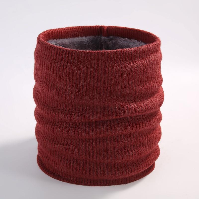 Winter Knitted Neck Cover Outdoor Warm Neck Cover Solid Color Men's and Women's Double-layer Pullover and Velvet Scarf