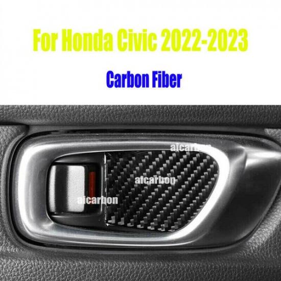4 шт. Накладка на внутреннюю ручку двери из углеродного волокна для Honda Civic 11-го поколения 2022-2024