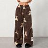 Women's Cute Bear Plush Pajama Pants Wide Leg Plush Casual Pants