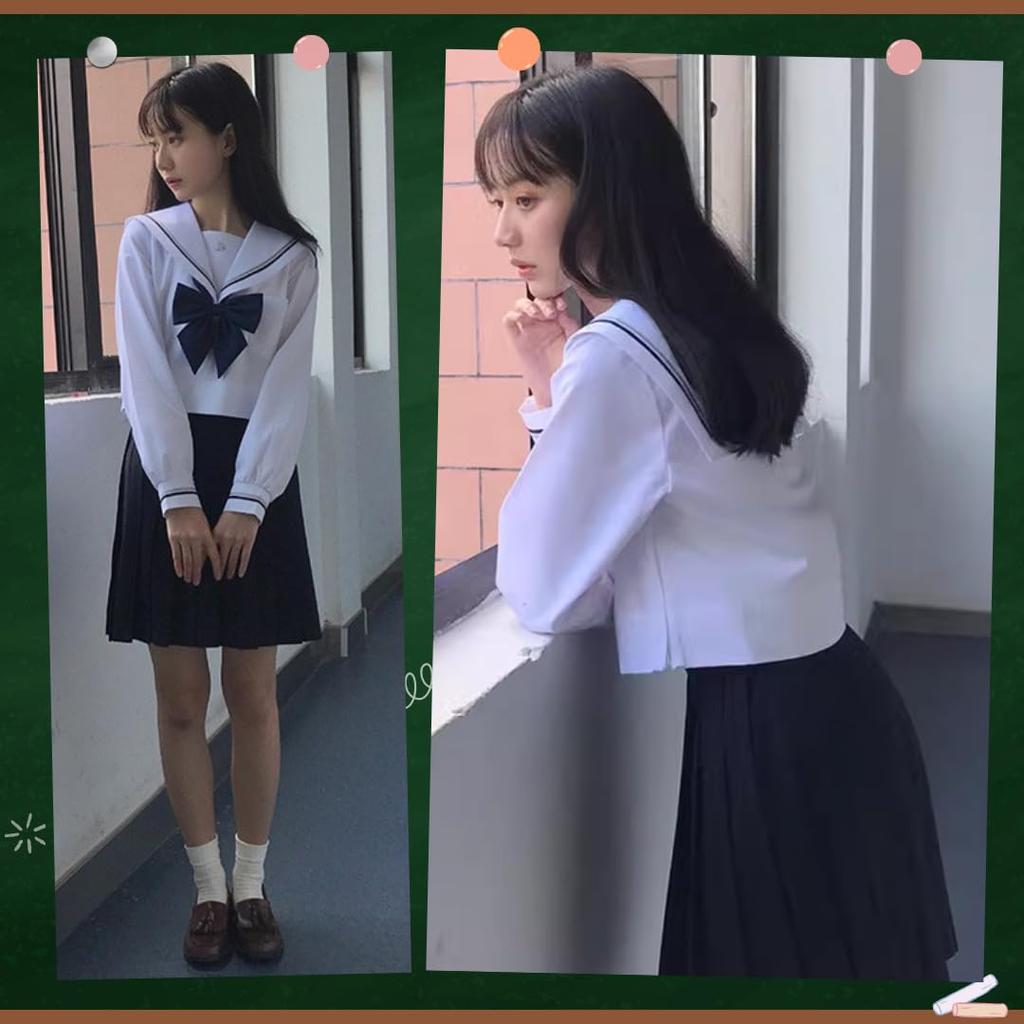 Матросская форма BeLoved Полный комплект Белый Старшая школа Средняя школа Младшая средняя школа JK School Студент для милого косплей костюм Свободный школьный большой косплей