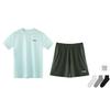 Li Ning однотонная круглая горловина универсальная дышащая футболка с коротким рукавом и шорты со средней талией повседневный спортивный комплект мужские комплекты YATU077-6