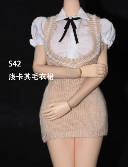 Hobby Toy Scale Figure Compatible with TBLeague Body Office Lady Beautiful Sexy Woman Fashion Short Sleeve White Puff Sleeve Shirt and Knit One Piece