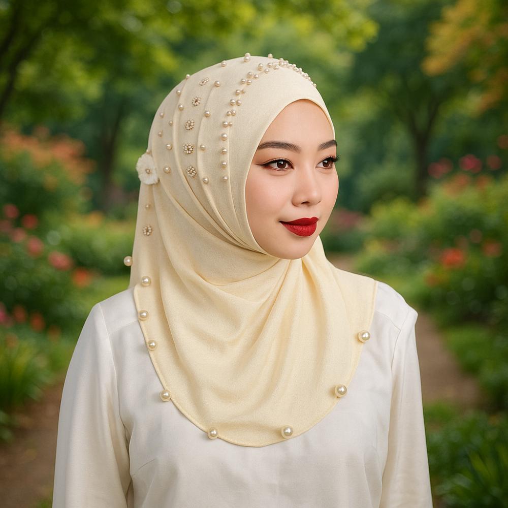 Однотонный Рамадан Хиджаб Верхний узел Исламский платок Головной платок Повязка на голову Дамское покрытие для волос