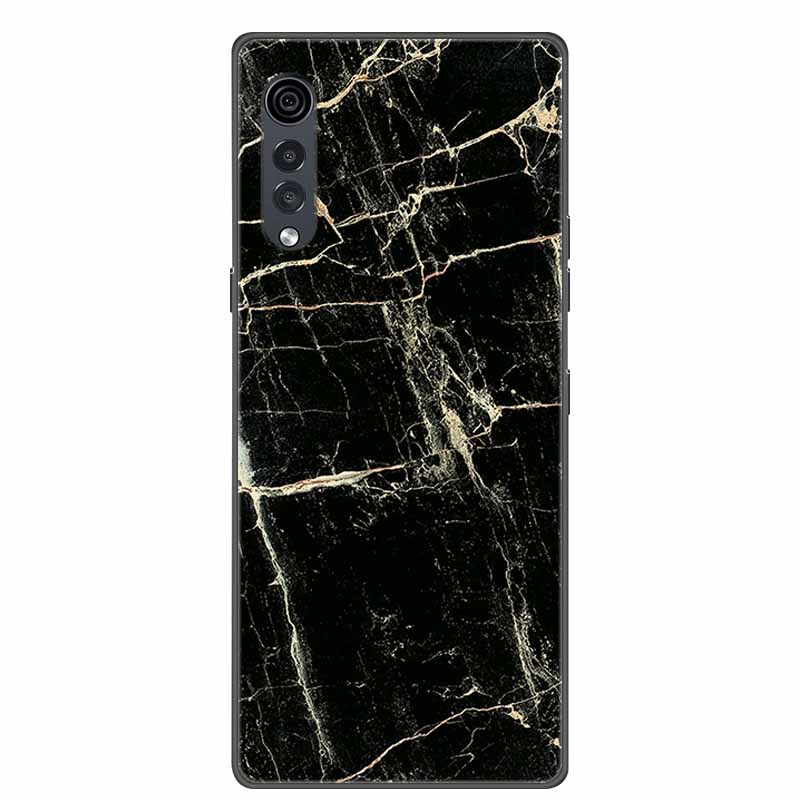 Для телефона LG Velvet Роскошный Чехол Черный Мягкий Силикон ТПУ Задняя Крышка для LGVelvet 5G Funda LMG910EMW Защитный Колпачок Capa Мультяшный Coque