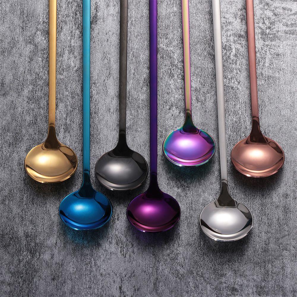 Multicolor Kitchen Supplies Stainless Steel Tableware Ice Cream Spoons Stir Spoon Coffee Scoop