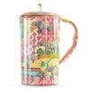 Meena Padharo Mhare Desh Theme Copper Gift Set of 1 Jug & 4 Glass - Perfect for Home, Office, and Gifting, Jug-1.5 Litre & Glass-270 ML Each